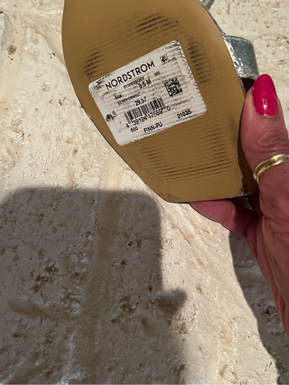Nordstrom Metallic Silver Ankle-Strap Block Heel Sandals - Picture 3 of 3